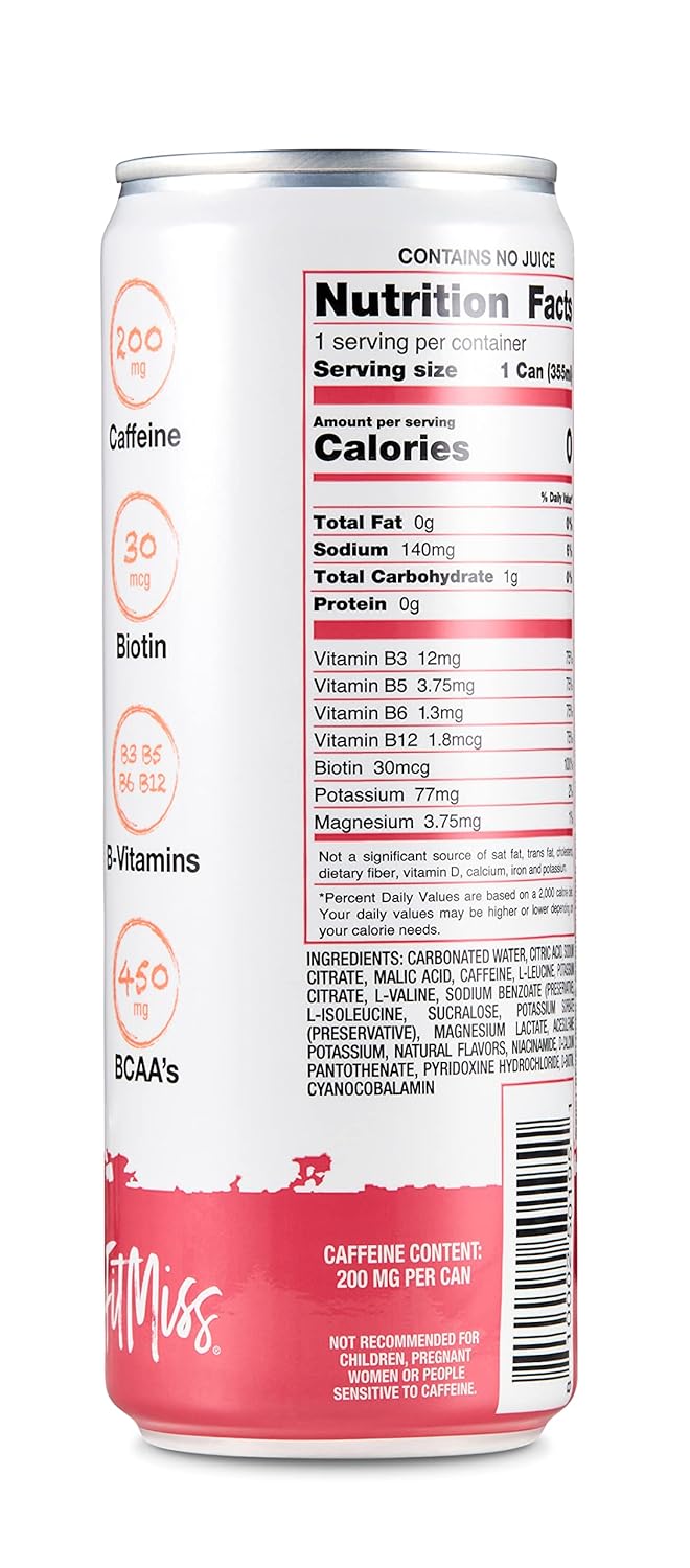 usclePharm FitMiss Energy Drink 12oz (Pack of 12) - Watermelon Waterfall - Sugar Free Calories Free - Perfectly Carbonated with No Artificial Colors or Dyes - Image 3